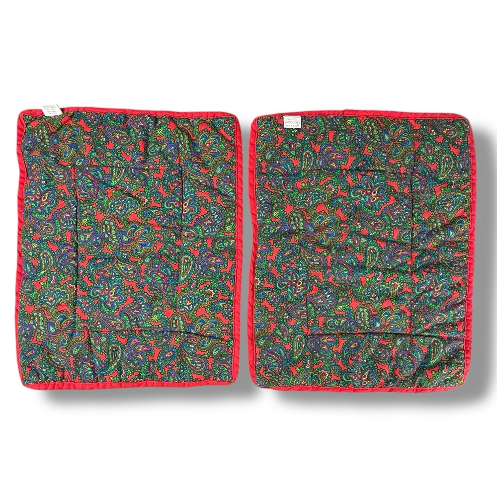 VTG Lands' End Coming Home Red & Green Paisley Placemats & Table Runner 6pc Set - Picture 7 of 15